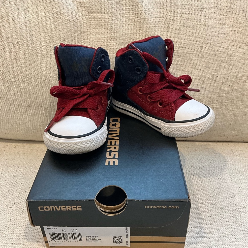 Converse Infant Red and Blue High-Top Sneakers With Box
